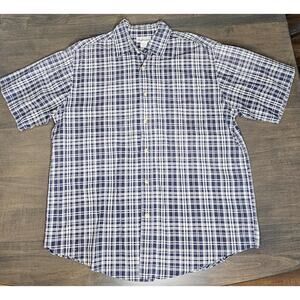 Carhartt Size Large Plaid Short Sleeve Shirt 100% Cotton Button Up Blue